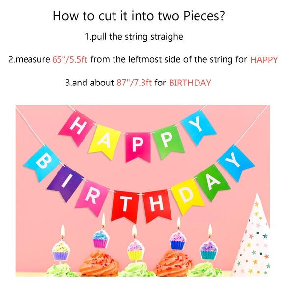 Happy Birthday Banner, Birthday Party Decorations (Multicolor) - Picture 6 of 10